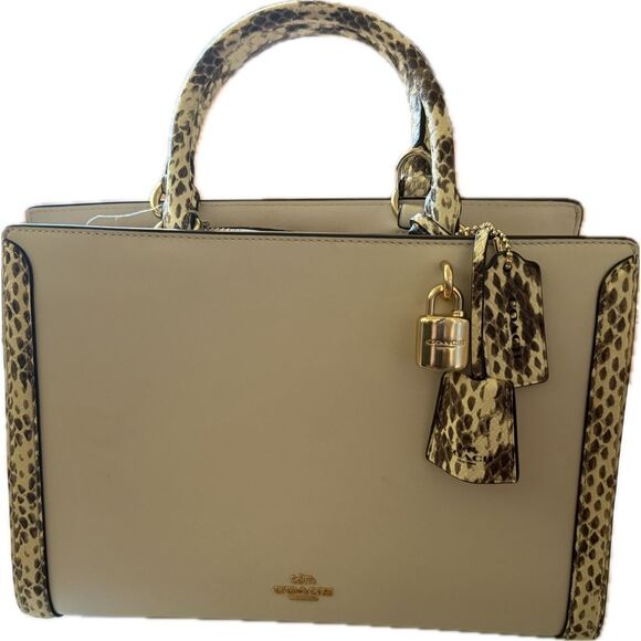 Coach Zoe Carryall with Exotic Snakeskin Trim Rare HTF  F68293 NWOT ZR25250 - Picture 3 of 9